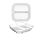 image of International Tableware FA2-5 - Square 5" x 5" Porcelain 2‑Compartment Dish, 2.5 oz - 1 Dozen