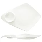 image of International Tableware KT-125 12" Porcelain Plate, Bright White, 1‑1/2 oz Round Well - 1 Dozen