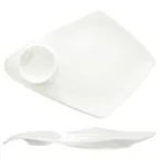 image of International Tableware KT-145 14" White Porcelain Plate with 2.5 oz Round Well - 1/Case