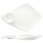 image of International Tableware KT-160 16" White Porcelain Plate with 3-1/2 oz Round Well - Case