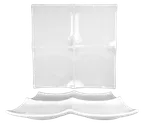 image of International Tableware PA-407 Square 4‑Well Porcelain Plate, 7½" Square, Dishwasher Safe - 1 Dozen