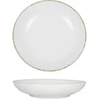 image of International Tableware PR-110-G - 10" Round Pasta Bowl, 40 oz 1.25 Qt Porcelain White Green, 1 Dozen