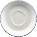image of International Tableware PR-2-CB Saucer, 6-1/8" White with Blue Porcelain Finish - 1 Dozen