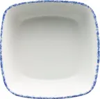 image of International Tableware PR-32-CB - 18 oz Square China Bowl, 5"¾ x 2" White Blue Porcelain - 1 Dozen