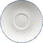 image of International Tableware PR-66-CB Round Saucer, 6¼" Diameter, White Blue Porcelain Finish - 1 Dozen