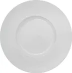 image of International Tableware SB-210 China Plate, 12" Round Porcelain, Bright White Rim - 12/Case