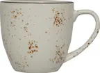 image of International Tableware SH-57-CR - 10.5 oz Ceramic Cup, 3‑5/8" x 3‑1/4", Dark Brown Trim - 1 Dozen
