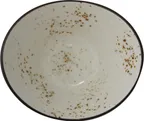 image of International Tableware SH-910-CR - Oval 5" Bowl, 7 oz, Dark Brown Trim, Glaze Finish - 1 Dozen