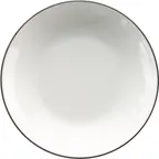 image of International Tableware TB-108-BL - 22oz Pasta Bowl, 8" x 1.5" Porcelain, White/Black, Bistro - 1 Dozen