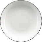 image of International Tableware TB-110-BL - 40oz White/Black Porcelain Pasta Bowl, 10" Diameter - 1 Dozen