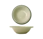 image of International Tableware VE-10 13oz Grapefruit Bowl, 6-5/8" Dia, 1-3/4" H, Ceramic, Green Band, 1 Dozen