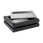 image of APS Germany APS 11617 - GN 1/2 Food Pan, 12-7/8"L x10-1/2"W x3-3/8"H, Black, Locking - 1/Case