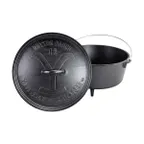 image of Lodge L12DCOYW Yellowstone Camp Dutch Oven, 8-Qt, 13" Diameter, Black Cast Iron, Induction Ready