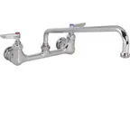 image of AllPoints 1101131 - Wall Mount Faucet, 8" Centers, 14" Spout, Chrome Brass, Swing Swivel