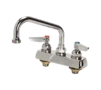 image of AllPoints 1101141 Wall‑Mount Faucet 4" Centers, 10" Swing Spout, Chrome‑Plated Brass, Lead‑Free, Swivel