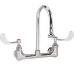 image of AllPoints 1101185 Faucet – 8" Centers, 6" Gooseneck Spout with Spray, 4" Blades, Brass, Lead‑Free