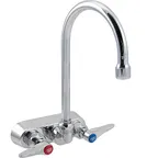 image of AllPoints 1101250 Wall Mount Faucet, 6" Swivel Gooseneck Spout, 3½" Center, Brass, Lead‑Free, ½" NPT