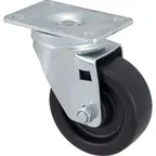 image of AllPoints 1201013 Swivel Plate Caster, 3.5" Black Rubber Wheel, Hub, Duty 300‑399 lb, 1‑¼" Mount