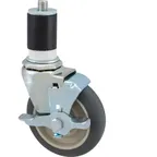 image of AllPoints 1201063 Swivel Stem Caster, 4" Diameter Gray Rubber Tire, 200‑250 lb, Ball Bearing Brake