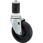 image of AllPoints 1201066 Swivel Stem Caster, 4" Black Rubber Wheel, 200‑250 lb Capacity, Plastic Hub