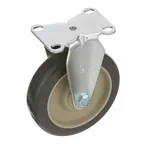 image of AllPoints 1201114 Rigid Plate Caster, 5" Gray Rubber Wheel, Polyurethane, 300‑399 lb Capacity, No Brake