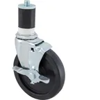 image of AllPoints 1201148 Swivel Stem Caster, 5" Dia, 15/16" Stem, Bearing, Wheel with Brake, 90‑199 lb
