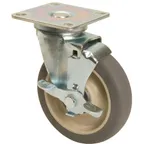 image of AllPoints 1201186 - 5" Swivel Plate Caster with Brake, 300 lb Capacity, Polyurethane Wheel
