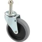 image of AllPoints 1201187 Swivel Stem Caster, 4" OD Rubber Wheel, 1/2-13×1-1/2" Stem, 90‑199 lb Ball Bearing