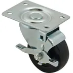 image of AllPoints 1201198 Swivel Caster, 3" x 1" Black Rubber Wheel, Hub, 90‑199 lb Capacity, Non‑Marking Brake