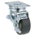 image of AllPoints 262373 Swivel Plate Caster, 1‑1/4" Stem, 3‑1/2" Rubber Wheel, Ball Bearing, Brake, 300‑399 lb