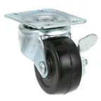 image of AllPoints 262380 Swivel Plate Caster 2" Black Finish 100 lb Load 1/4" Axle Bolt With Brake