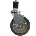 image of AllPoints 262411 Swivel Stem Caster, 5" OD Tubing, Polyurethane, Brake, 300‑399 lb Capacity, 5‑6"
