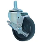 image of AllPoints 263306 Threaded Stem Caster, 4" Diameter Black Finish, 240 lb Load Capacity, Brake
