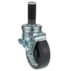 image of AllPoints 263378 Swivel Stem Caster, 4" Black Rubber Wheel, Polyolefin, Brake, 200‑249 lb Capacity