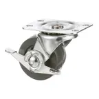 image of AllPoints 265998 Swivel Plate Caster, 2" Diameter, Polyolefin, With Brake, Heavy‑Duty Caster