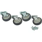 image of AllPoints 35792 Swivel Plate Caster Set, Four 5" Casters (2 Braked, 2 Free), 1000 lb Capacity, Screws