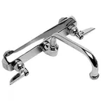 image of AllPoints 561075 - Wall Mount Faucet, 8" Centers, 12" Spout, Chrome Brass, Swing Swivel Spout