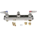 image of AllPoints 561374 Wall‑Mount Faucet, 12‑7/16" Width, 8" Centers, Brass, Handle, Hot/Cold Buttons