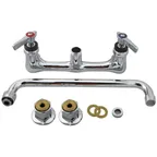 image of AllPoints 561545 Wall Mount Faucet – 12" Spout, 8" Centers, Red/Blue Lever, Heavy‑Duty, Swivel Spout