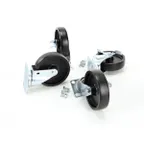 image of AllPoints 8006945 - 5" Swivel Plate Caster Kit, Black, Set of 4 (2 Braked, 2 Free)