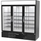 image of Beverage Air MMR72HC-1-B 75" Three Swing Glass Door Merchandiser Refrigerator in Black, 68.5 cu. ft. - Open box