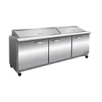 image of IKON ISP72M 72" Three Section Mega Top Sandwich/Salad Prep Table w/ 3 Solid Doors, 27 Pans, 18 cu. ft. - Open box