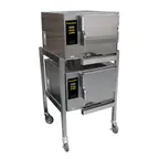 image of AccuTemp E32081E060 DBL 6 Pan Electric Boilerless Convection Steamer, Double Stacked, Stand, Plumbed