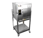 image of AccuTemp N61201E060 SGL 6 Pan Gas Boilerless Convection Steamer w/ Stand, Plumbed, 60.000 BTU