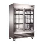 image of U-STAR USFZ-2D-G 54" 2-Glass Door Reach-In Freezer, Bottom Mounted, 48 cu. ft., Stainless Steel