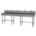 image of Advance Tabco 19-FM-100EFADA 100" Freestanding Multi-Station Hand Sink with e-Faucet- 16 gauge