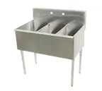 image of Advance Tabco 4-3-54-X 54" Three Compartment Sink, 18"W x 21"L Bowl Without Drainboard
