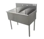 image of Advance Tabco 6-2-48 48" Two Compartment Sink, 24"W x 21"L Bowl Without Drainboard