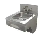 image of Advance Tabco 7-PS-46 20" Wall Mounted Hand Sink w/ Wrist Faucet, Soap & Towel Dispenser-18 gauge
