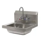image of Advance Tabco 7-PS-60 17" Wall Mounted Hand Sink with Faucet - 20 gauge